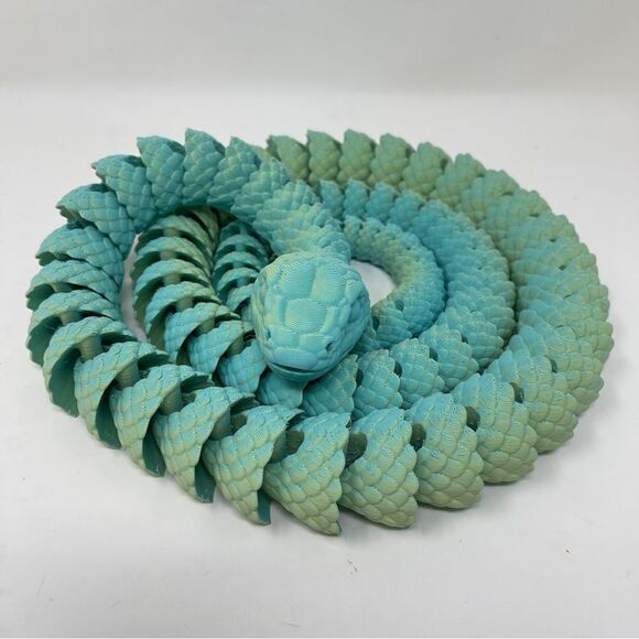 Articulating Snakes 3D Printed 5' Long (60") Teal/Yellow Color Décor Gift - Picture 1 of 7